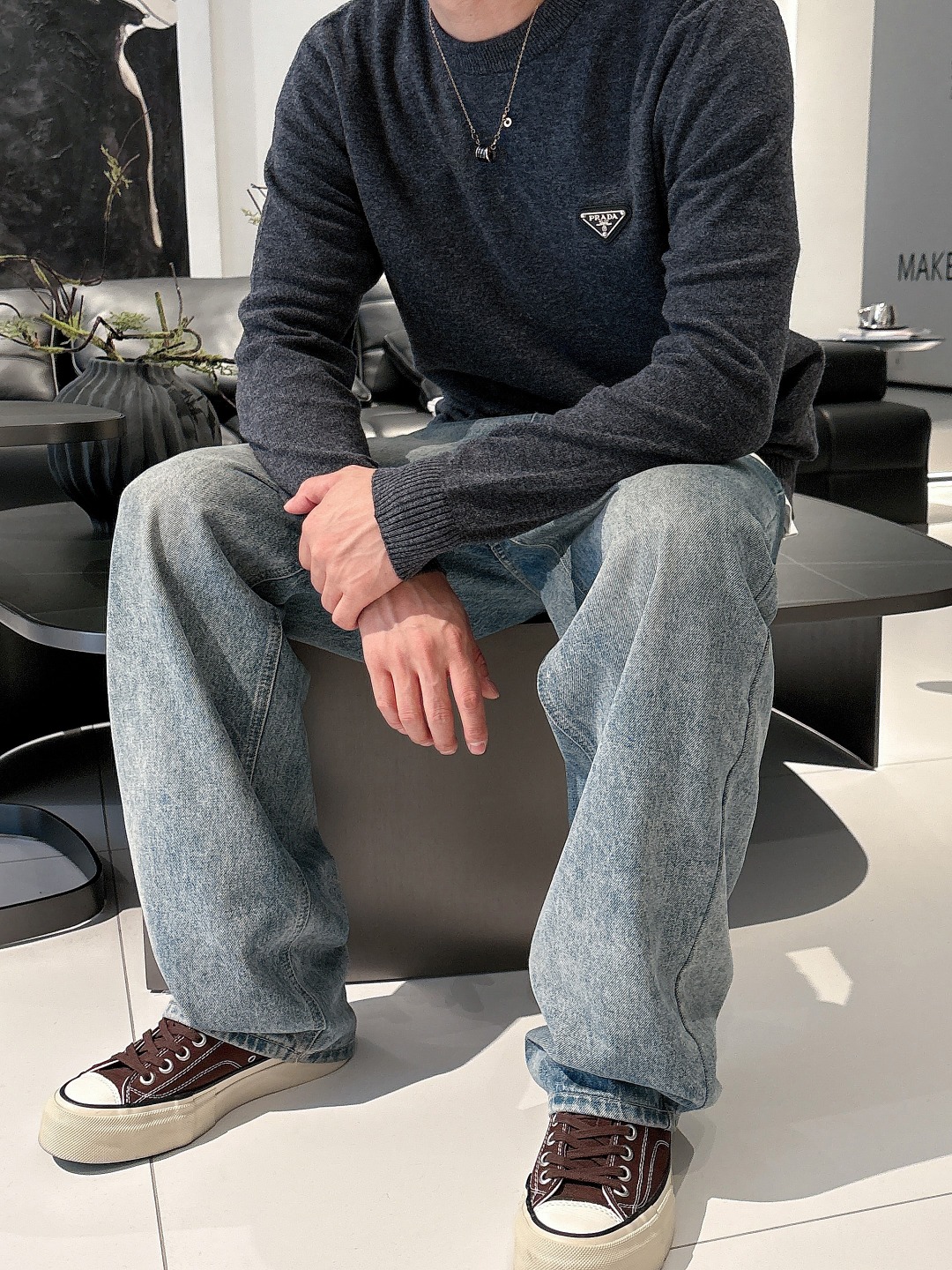 Prada 普拉达3标齐全 精美徽圆领毛衣精品羊毛混纺毛衫 男女款高端定制臻品系列 隶属品牌高端主线 专