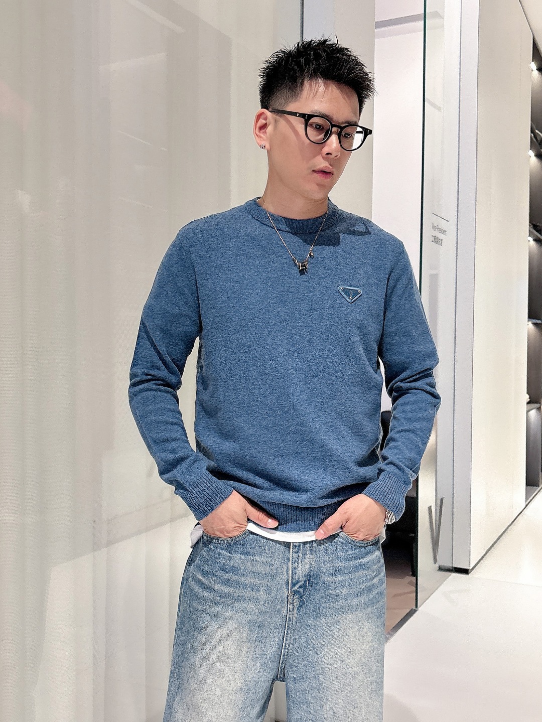 Prada 普拉达3标齐全 精美徽圆领毛衣精品羊毛混纺毛衫 男女款高端定制臻品系列 隶属品牌高端主线 专