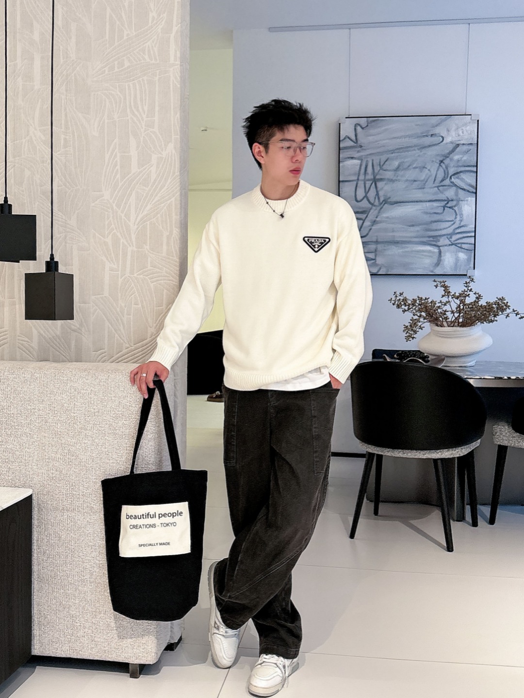 普拉达💥独家专供新品时尚休闲毛衣 进口原版科技面料，柔软舒适，上身舒适透气，亲肤不扎人，独特混搭设计风格