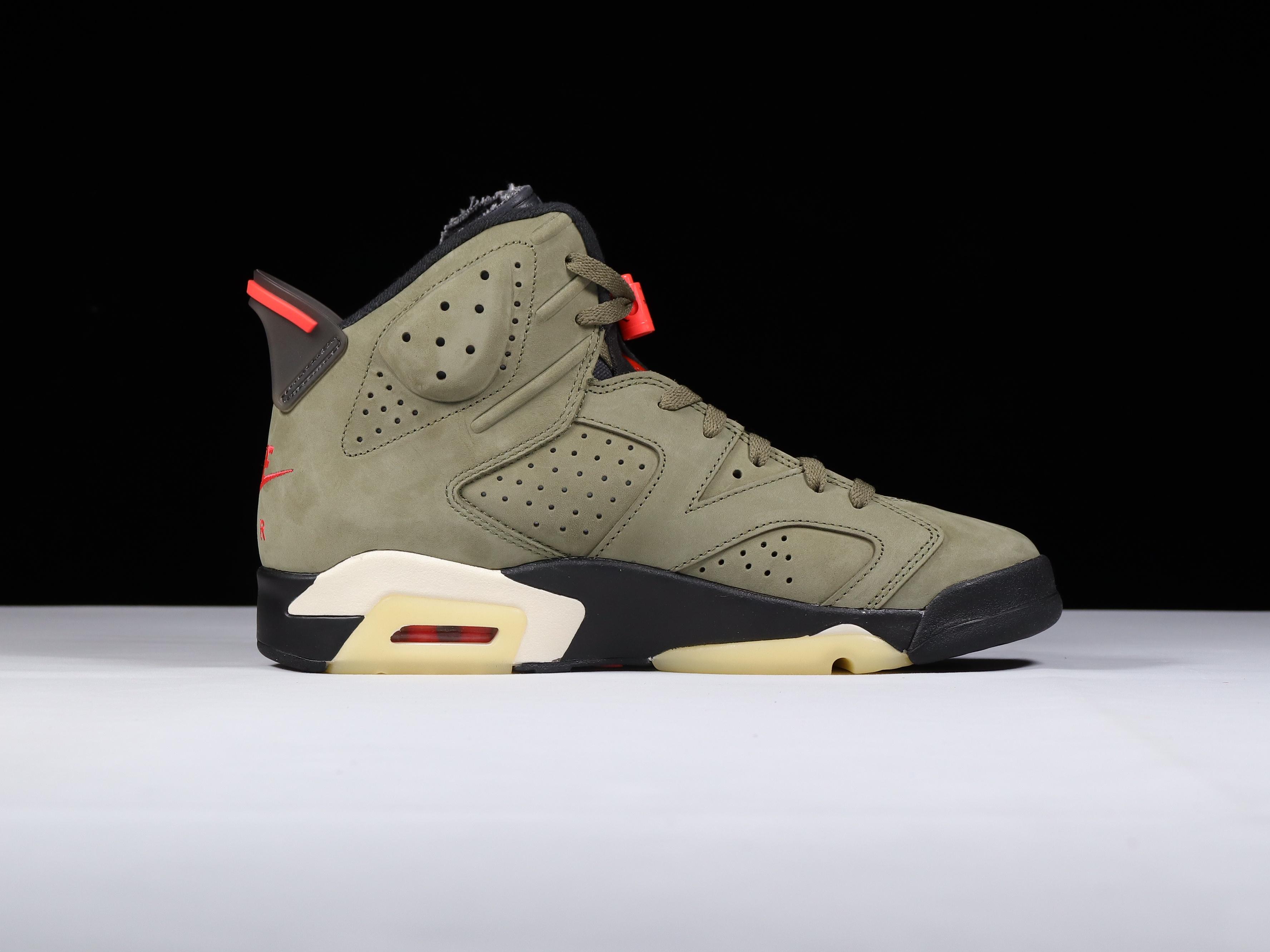 AJ6橄榄绿鞋码40.5-46总裁R版出品-TravisScottxAirJordan6mediumol