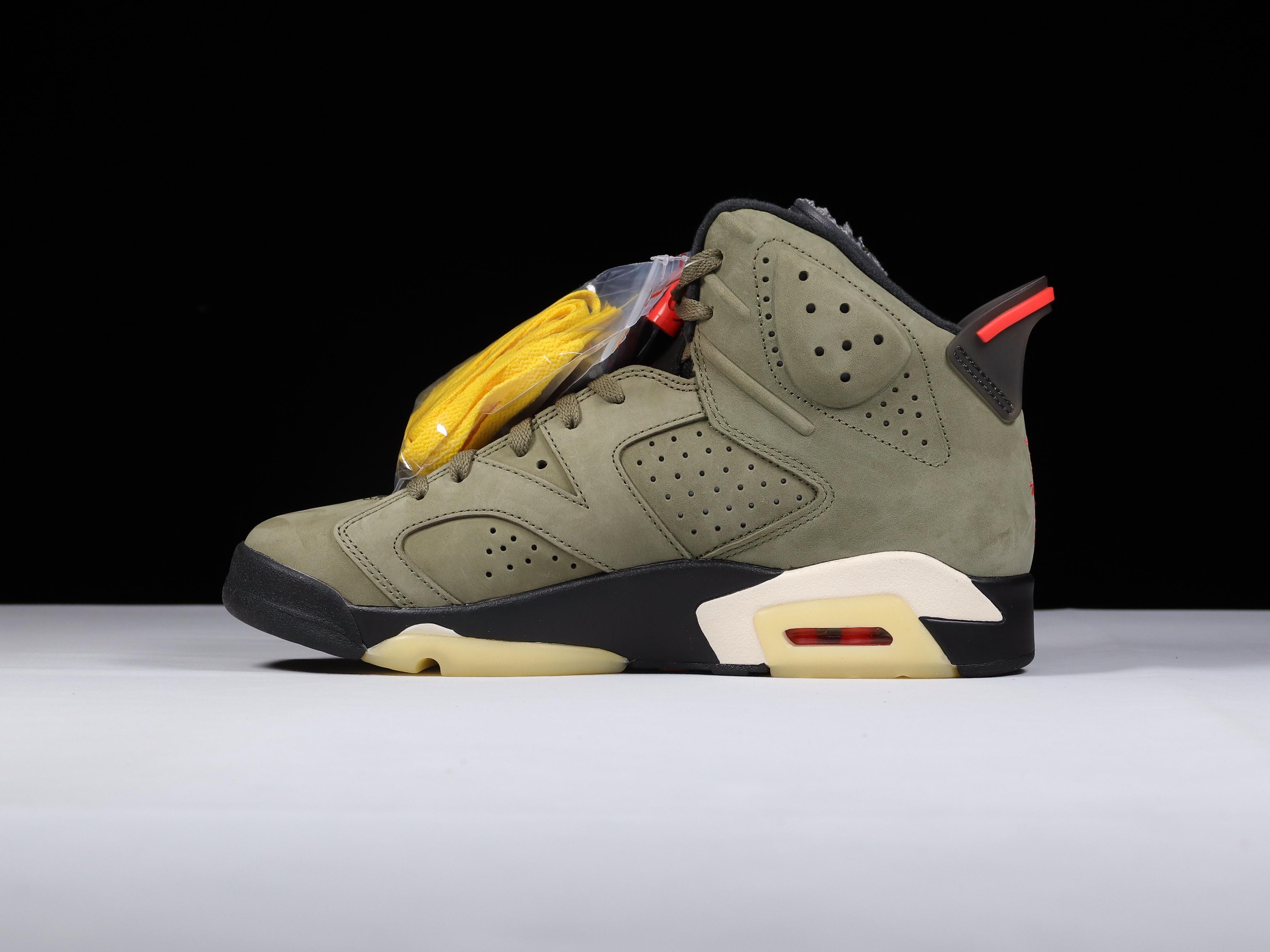 AJ6橄榄绿鞋码40.5-46总裁R版出品-TravisScottxAirJordan6mediumol