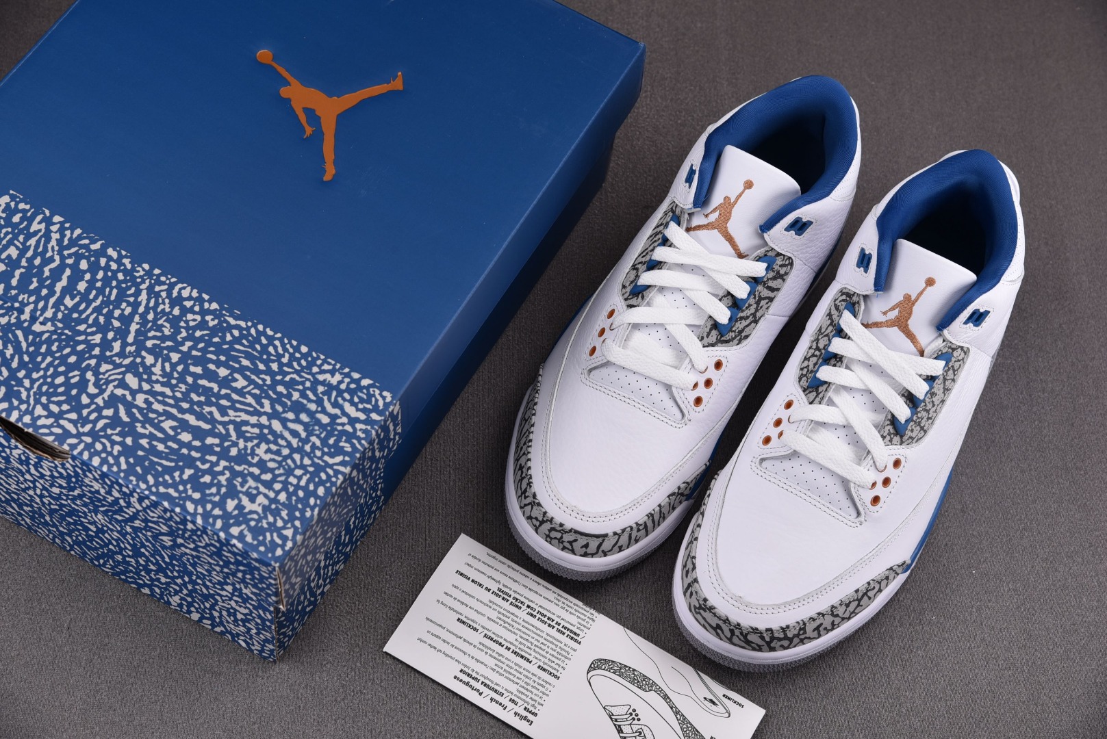 AJ3白蓝鞋码36-48.5总裁R版出品-AirJordan3Retro“WhiteandTrueBlu