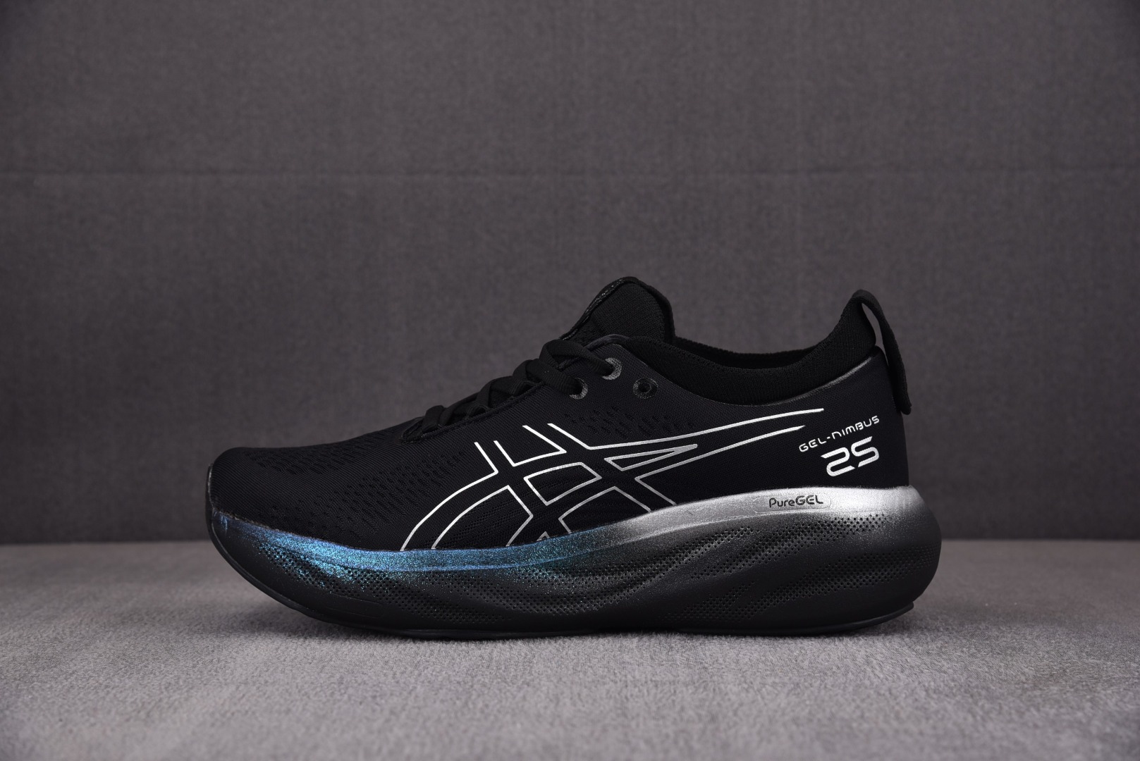 Asics尺码:36-44总裁R版出品-AsicsGEL-Nimbus25Platinum黑银蓝1011