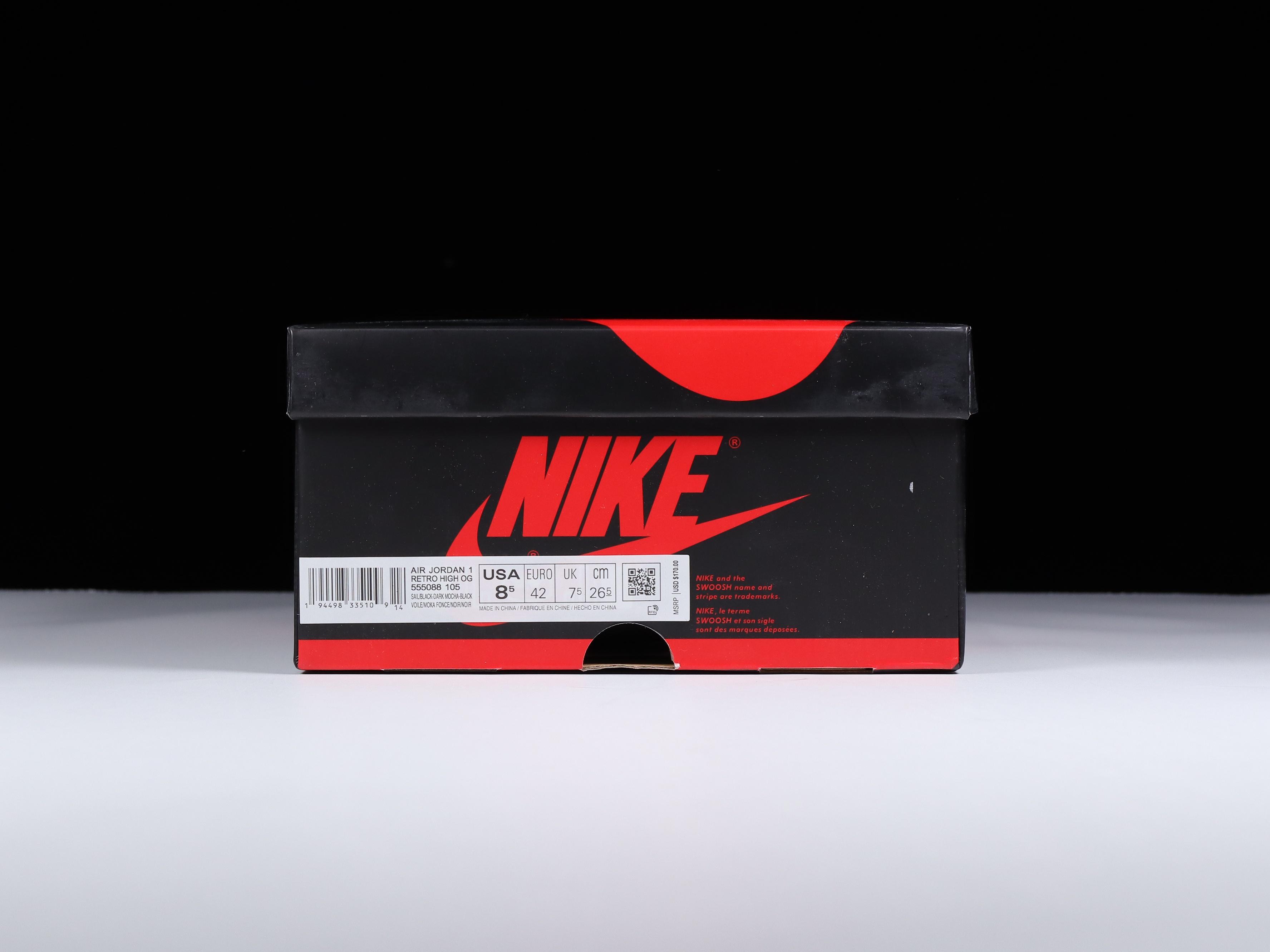 AJ1小倒钩尺码40.5-47.5总裁R版出品-AirJordan1DarkMochaAJ1小倒钩黑棕黑