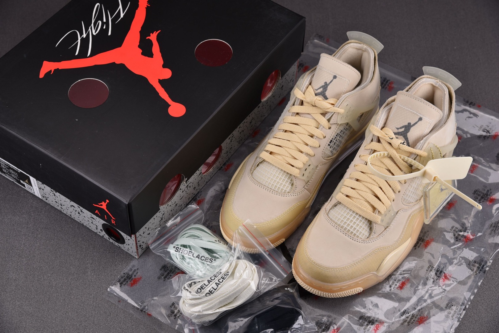 AJ4白帆尺码:40-48.5纯原版出品-AirJordan4OffWhiteAJ4乔4OW联名透明蝉翼