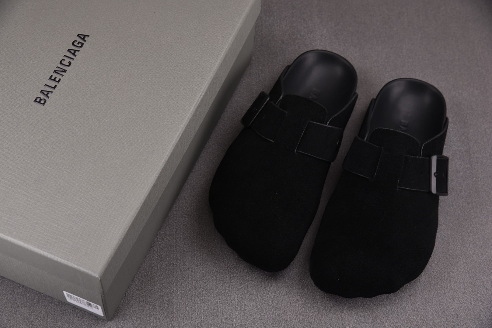 Birkenstock尺码40-45纯原出品-BalenciagaxBirkenstock平底穆勒鞋黑色