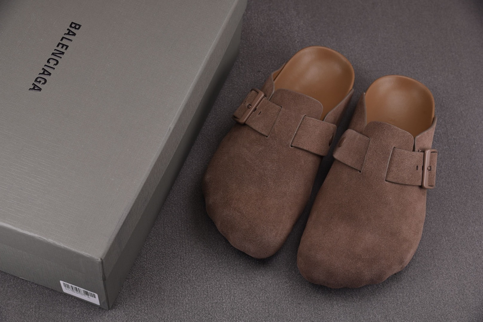 Birkenstock尺码40-45纯原出品-BalenciagaxBirkenstock平底穆勒鞋棕色