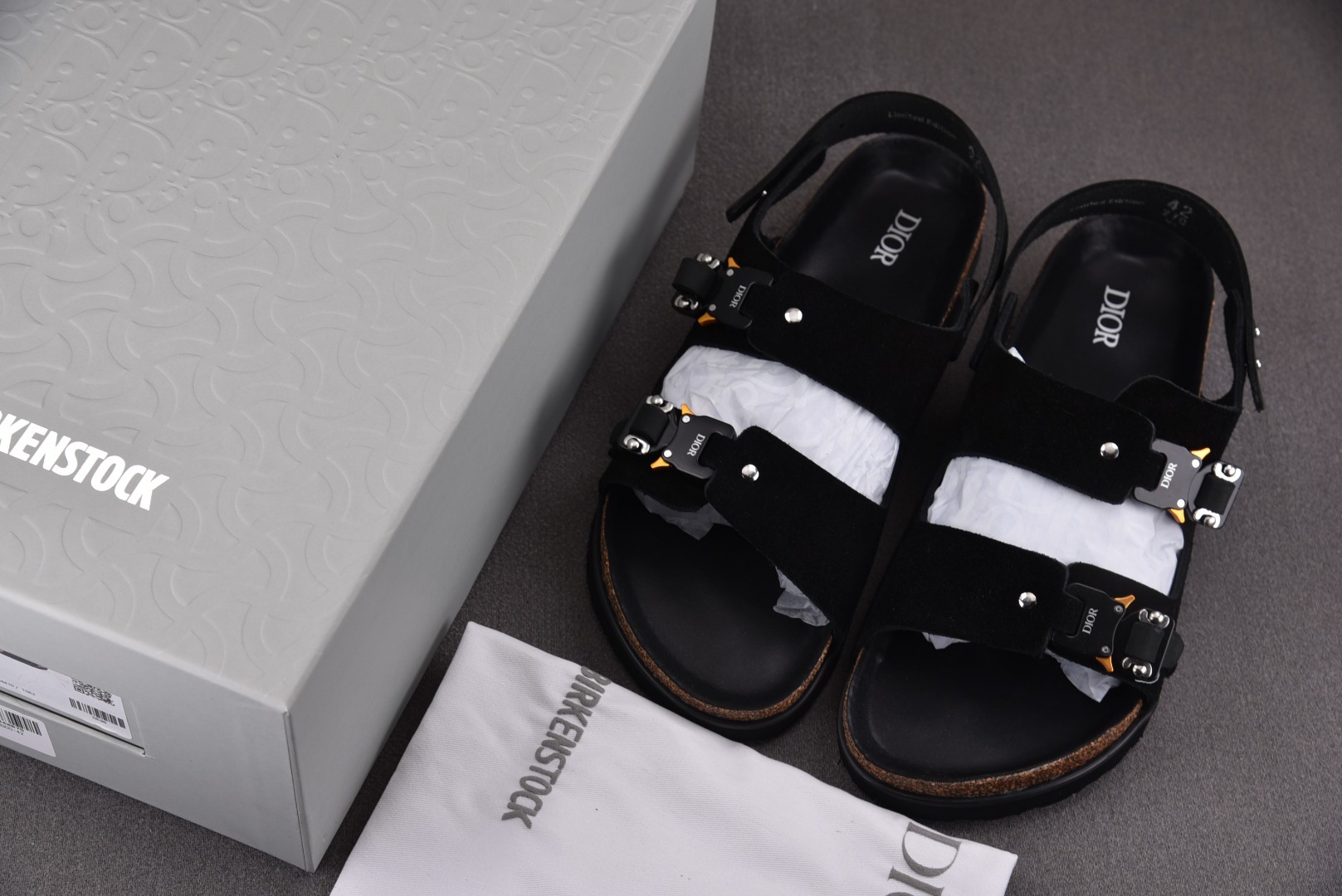 Birkenstock尺码36-45纯原出品-BrikenstockxDiorMilano一字带凉拖黑色