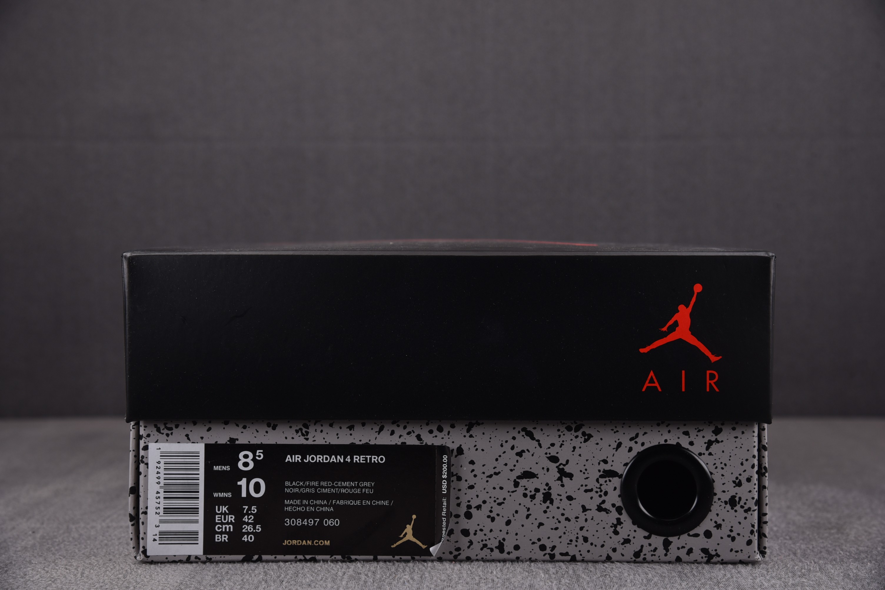 AJ4黑红公牛鞋码40.5-48.5带半码总裁R版出品-AirJordan4RetroBred2019黑