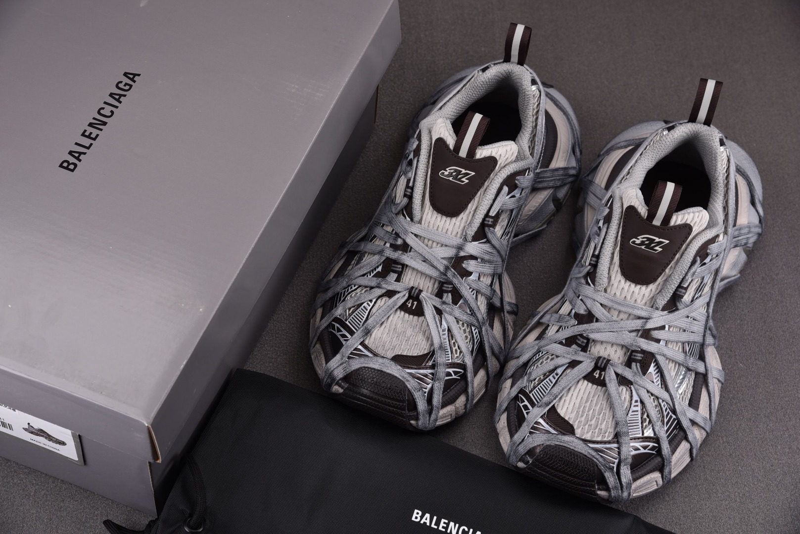 巴黎3XL尺码:35-46纯原-Balenciaga3XL绑带黑褐色YZ003-4