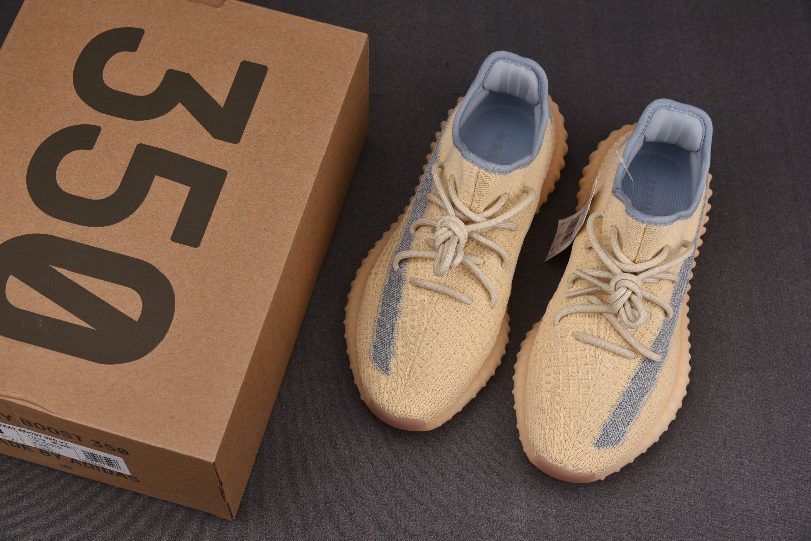 Yeezy麻布尺码:36-48纯原版出品-YeezyBoost350V2Linen奶油麻布黄侧透银河FY