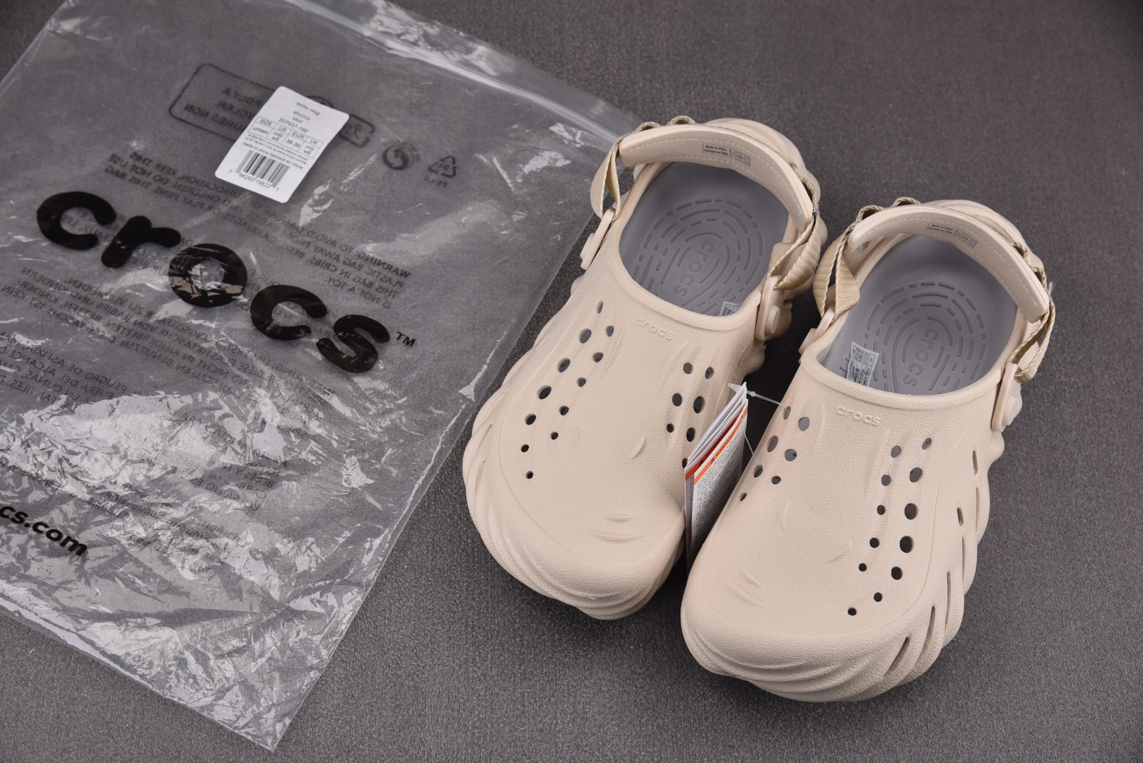 Crocs尺码:36-46偏大一码纯原版出品-CrocsEVA卡骆驰一脚蹬沙滩凉鞋灰白YZ01736-3