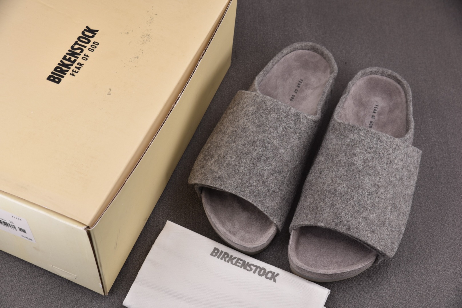 博肯FOG尺码:36-44纯原版出品-FEAROFGODxBirkenstock灰毛呢博肯FOG联名款魔