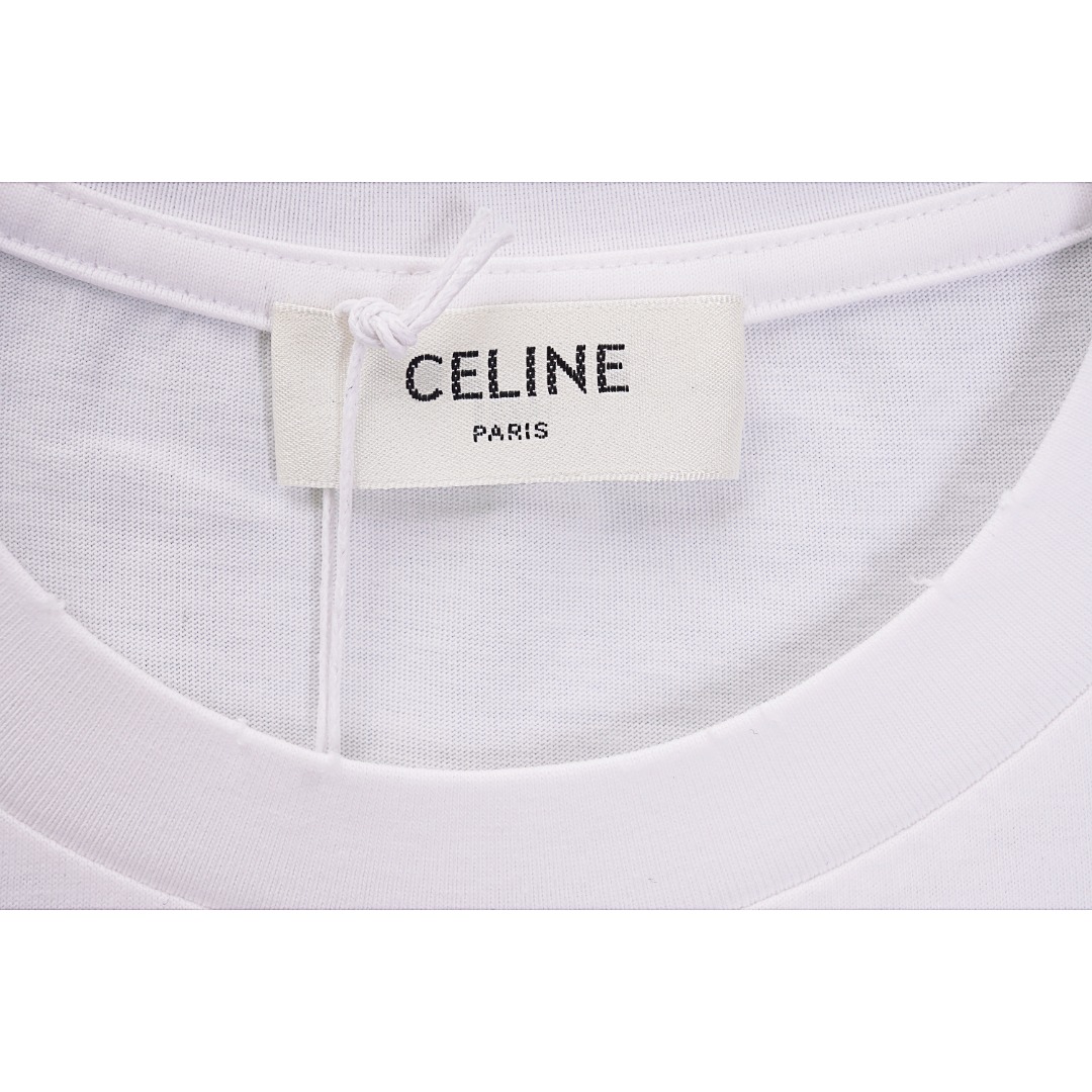 Celine/赛琳 SS24 字母裂纹印花圆领短袖T恤