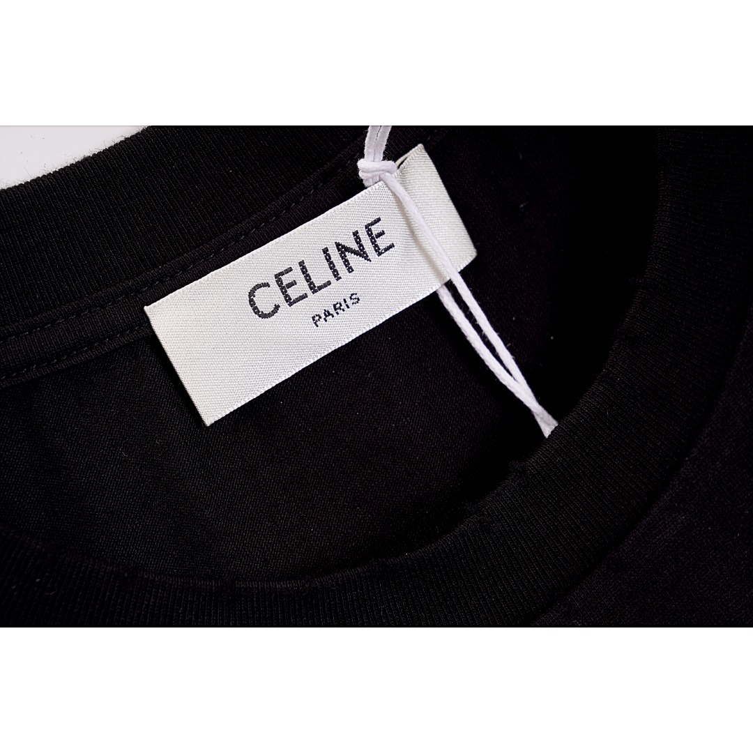 Celine/赛琳 SS24 字母裂纹印花圆领短袖T恤