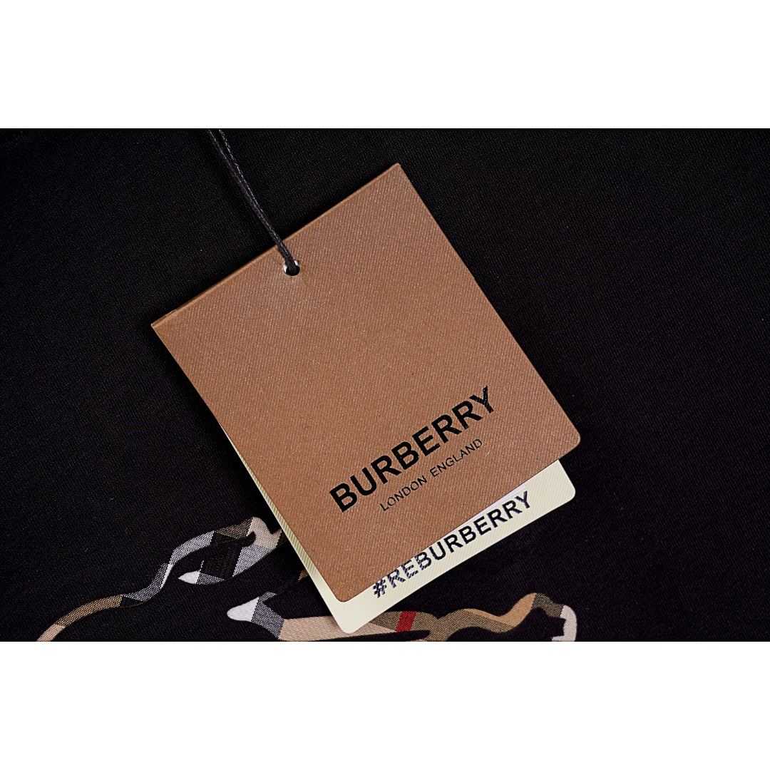 Burberry/巴宝莉 战马镂空嵌花圆领短袖T恤