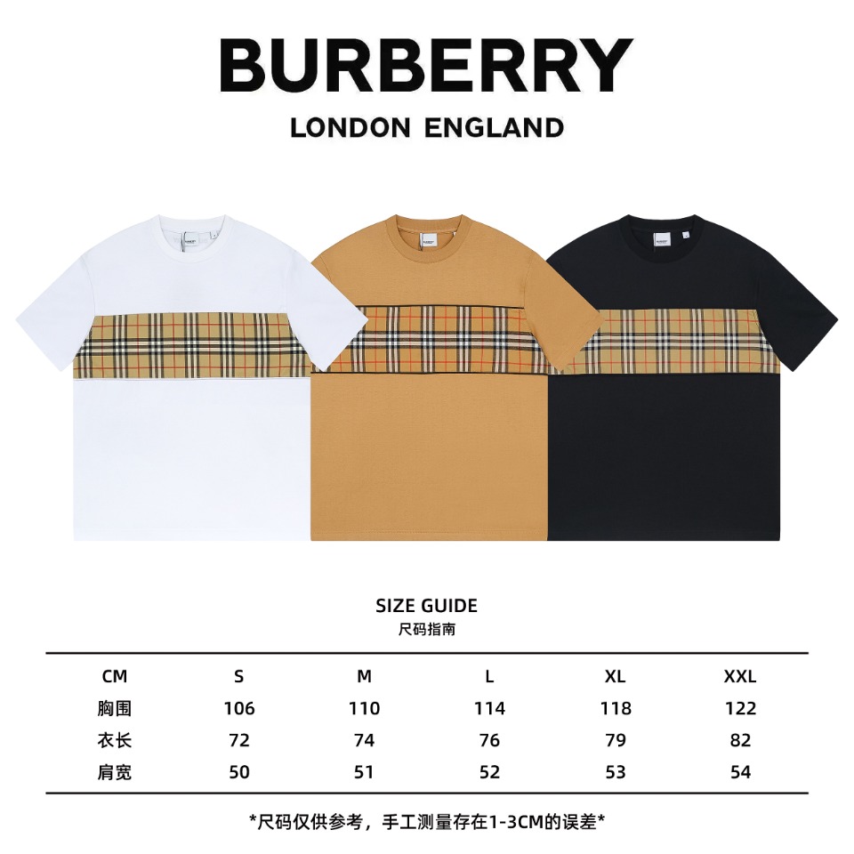 高版本Burberry巴宝莉2024早春胸口格纹短袖T恤BUR王牌渠道秒杀市面上一切版本只能说根本就不是