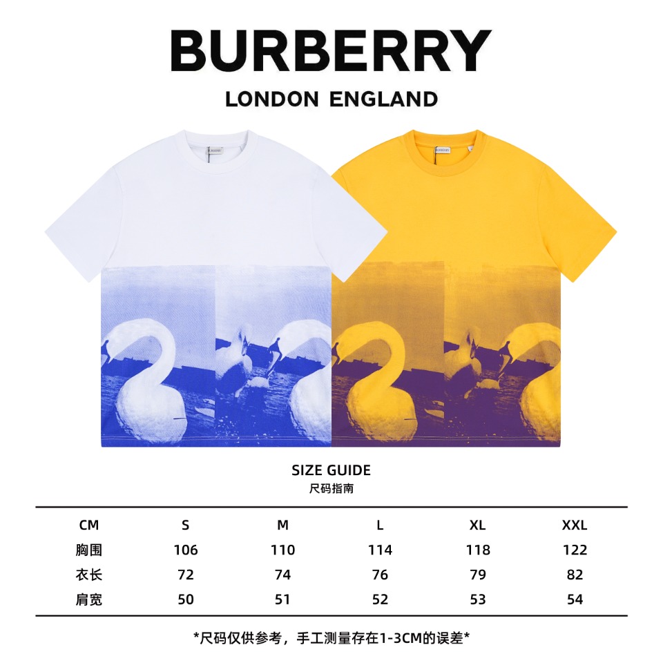 高版本Burberry巴宝莉2024早春天鹅印花短袖T恤BUR王牌渠道秒杀市面上一切版本只能说根本就不是