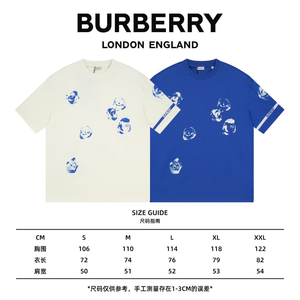 高版本Burberry巴宝莉2024早春新款玫瑰印花短袖T恤BUR王牌渠道秒杀市面上一切版本只能说根本就