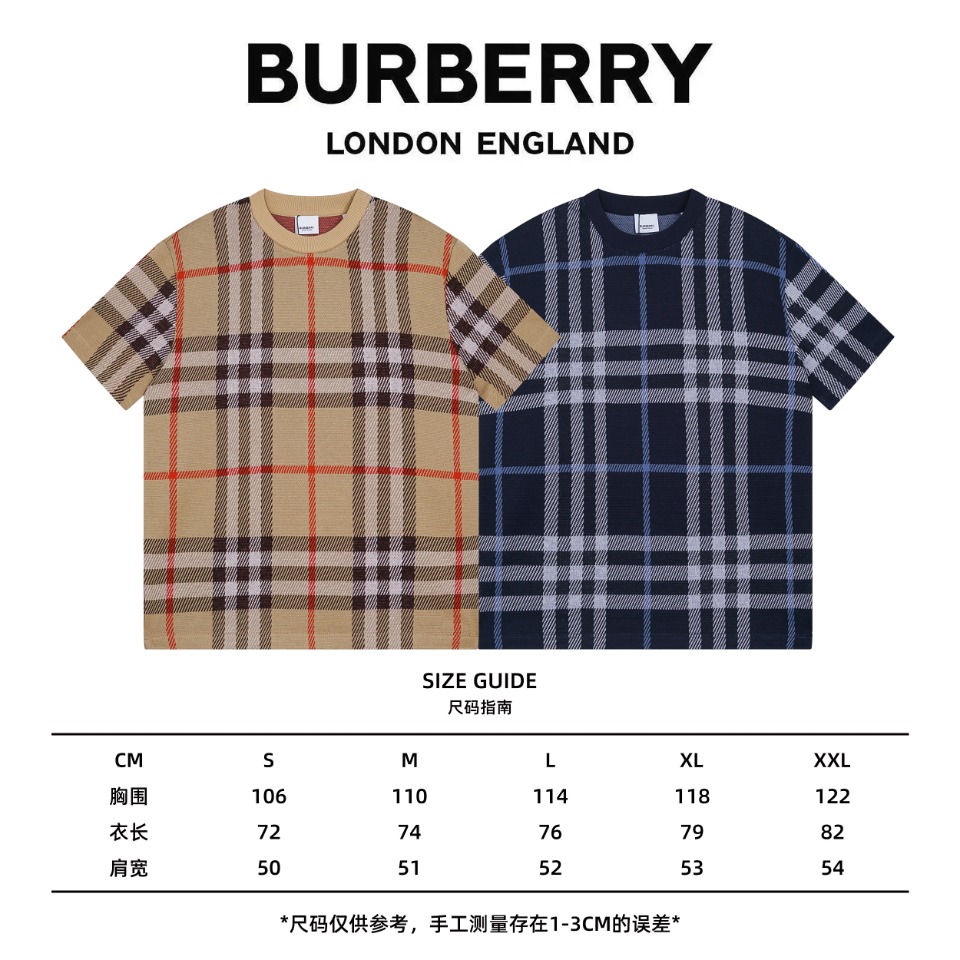 高版本Burberry巴宝莉2024早春针织格纹短袖T恤BUR王牌渠道秒杀市面上一切版本只能说根本就不是