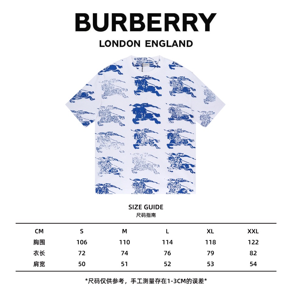 高版本Burberry巴宝莉2024早春满印战马短袖T恤BUR王牌渠道秒杀市面上一切版本只能说根本就不是