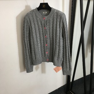 MiuMiu Clothing Cardigans Knit Sweater Grey Pink Red Women Men Knitting Wool Vintage Long Sleeve