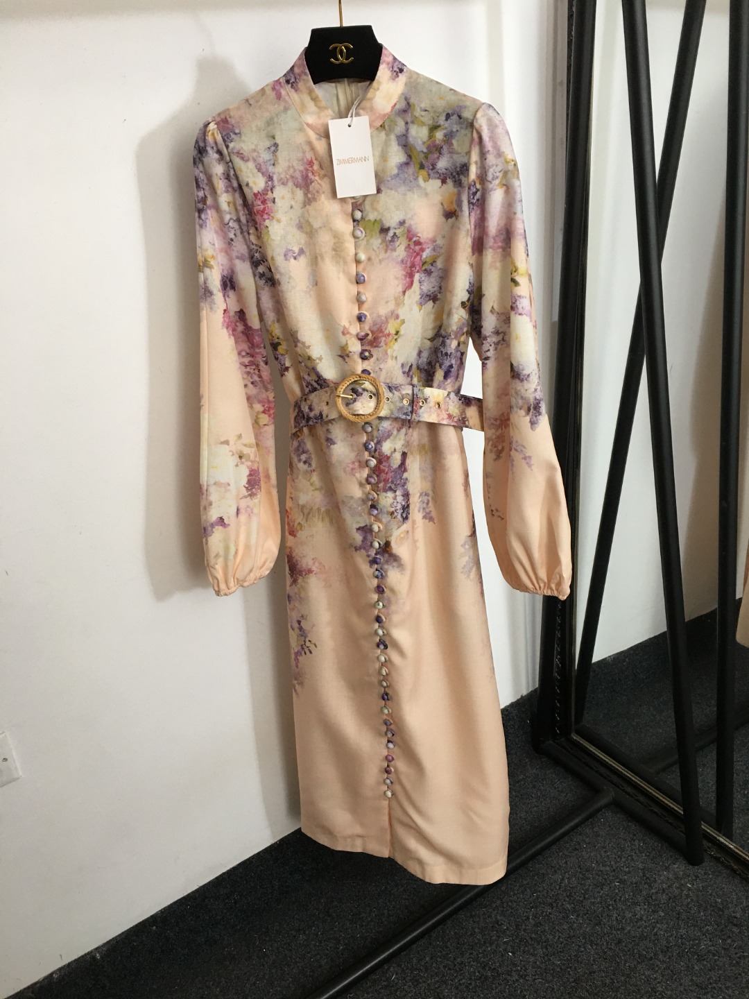 Zimmermann Vêtements Robes Rose pâle Couleur rose Imprimé Manches longues