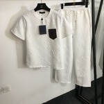 Louis Vuitton Clothing Pants & Trousers T-Shirt Two Piece Outfits & Matching Sets Black White Short Sleeve