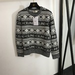 Celine Clothing Knit Sweater Sweatshirts Grey Red Knitting Wool