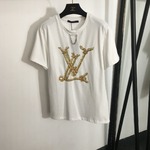 Louis Vuitton Kopiëren
 Kleding T-Shirt Zwart Wit Afdrukken Henneptouw Korte mouw