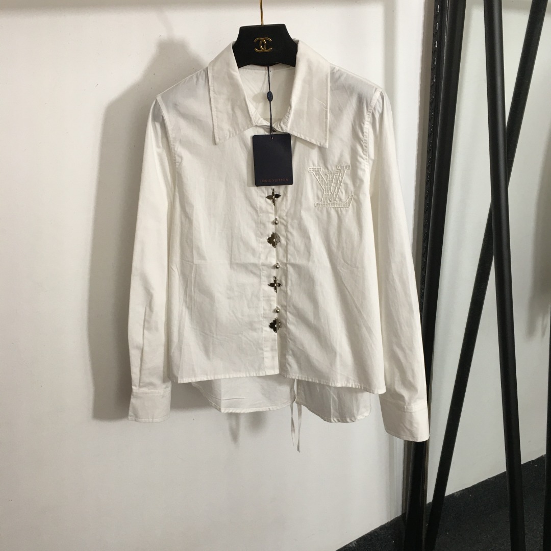 Louis Vuitton Kleding Overhemden Zwart Wit Katoen Lange mouw