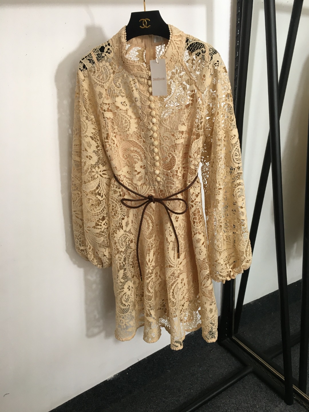 Zimmermann Vêtements Robes Couleur abricot Travail ouvert Tissu en maille Manches longues