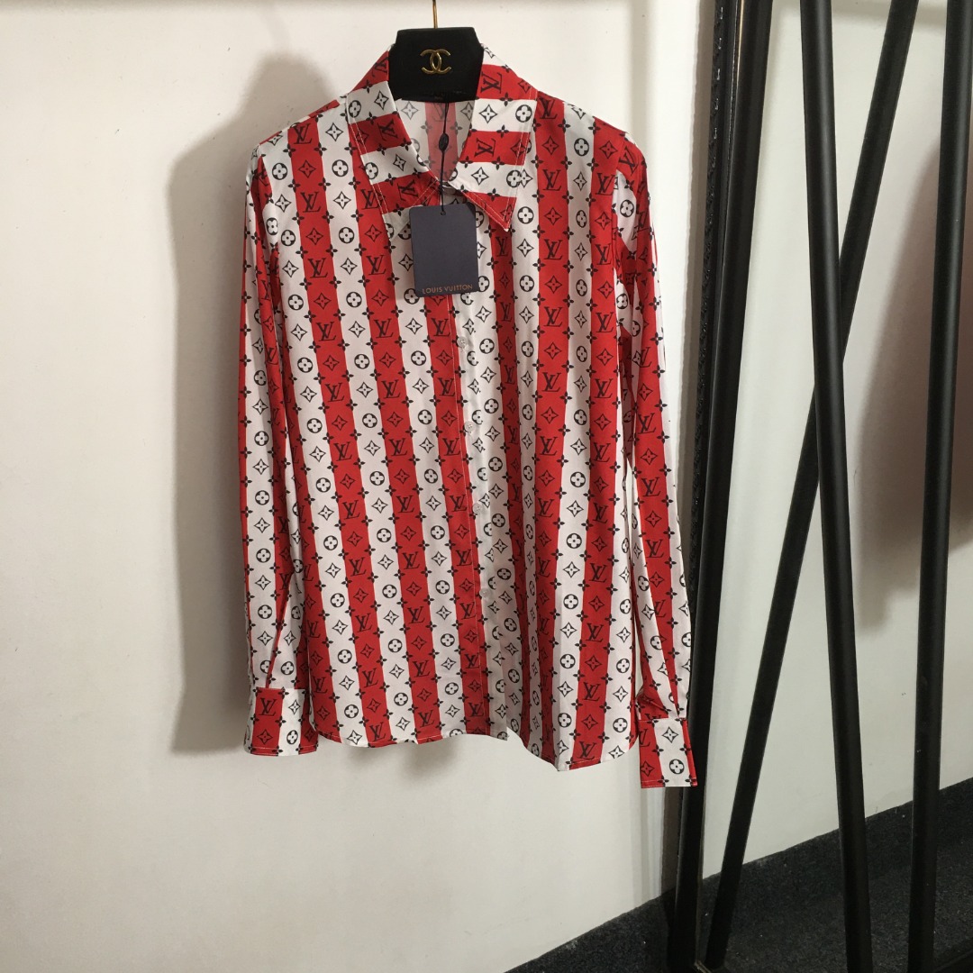 Louis Vuitton Kleding Overhemden Rood Afdrukken Lange mouw