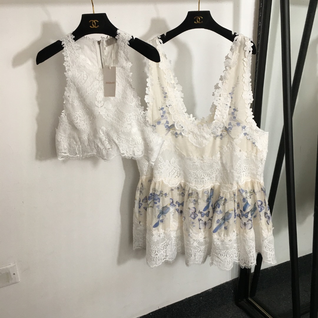 Zimmermann Vêtements Robes Débardeur Tenues Deux Pièces & Ensembles Assortis Blanc Travail ouvert Tissu en maille