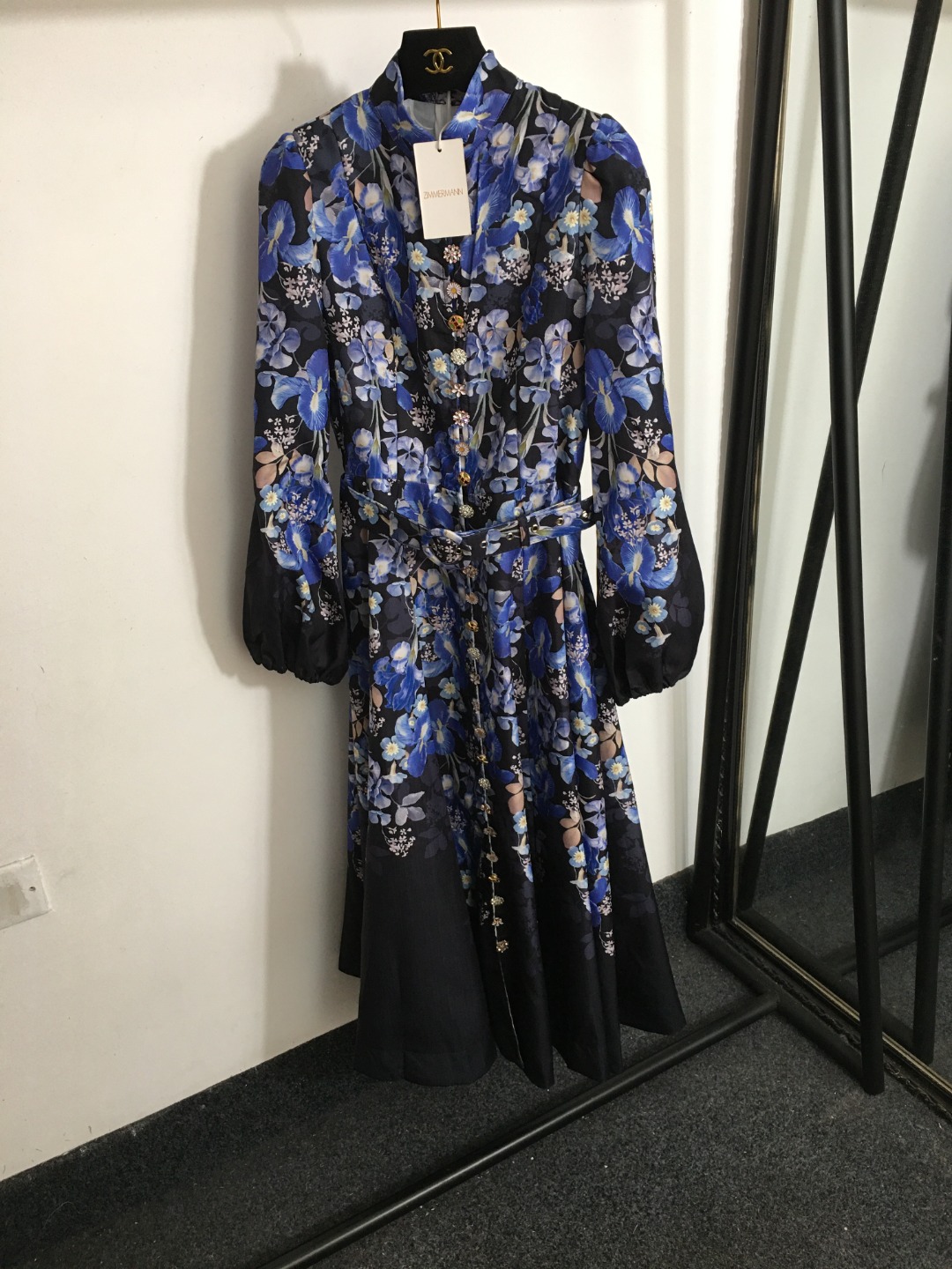 Zimmermann Vêtements Robes Bleu Imprimé Lin Manches longues