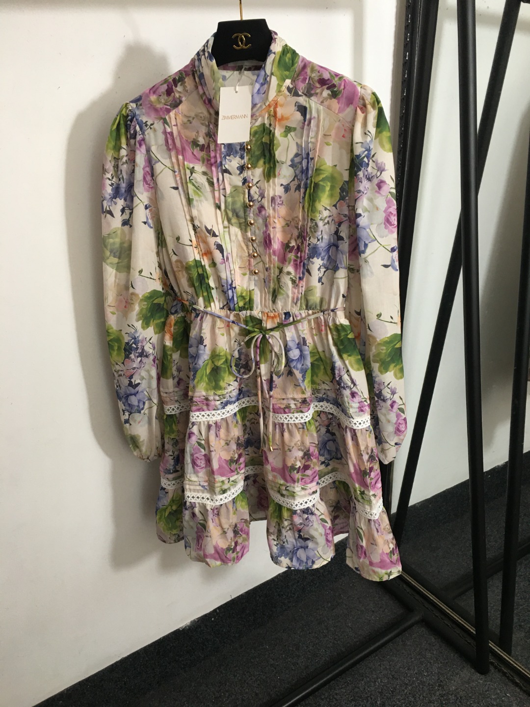 Zimmermann Vêtements Robes Couleur abricot Broderie de fleurs Tissu en maille Manches longues