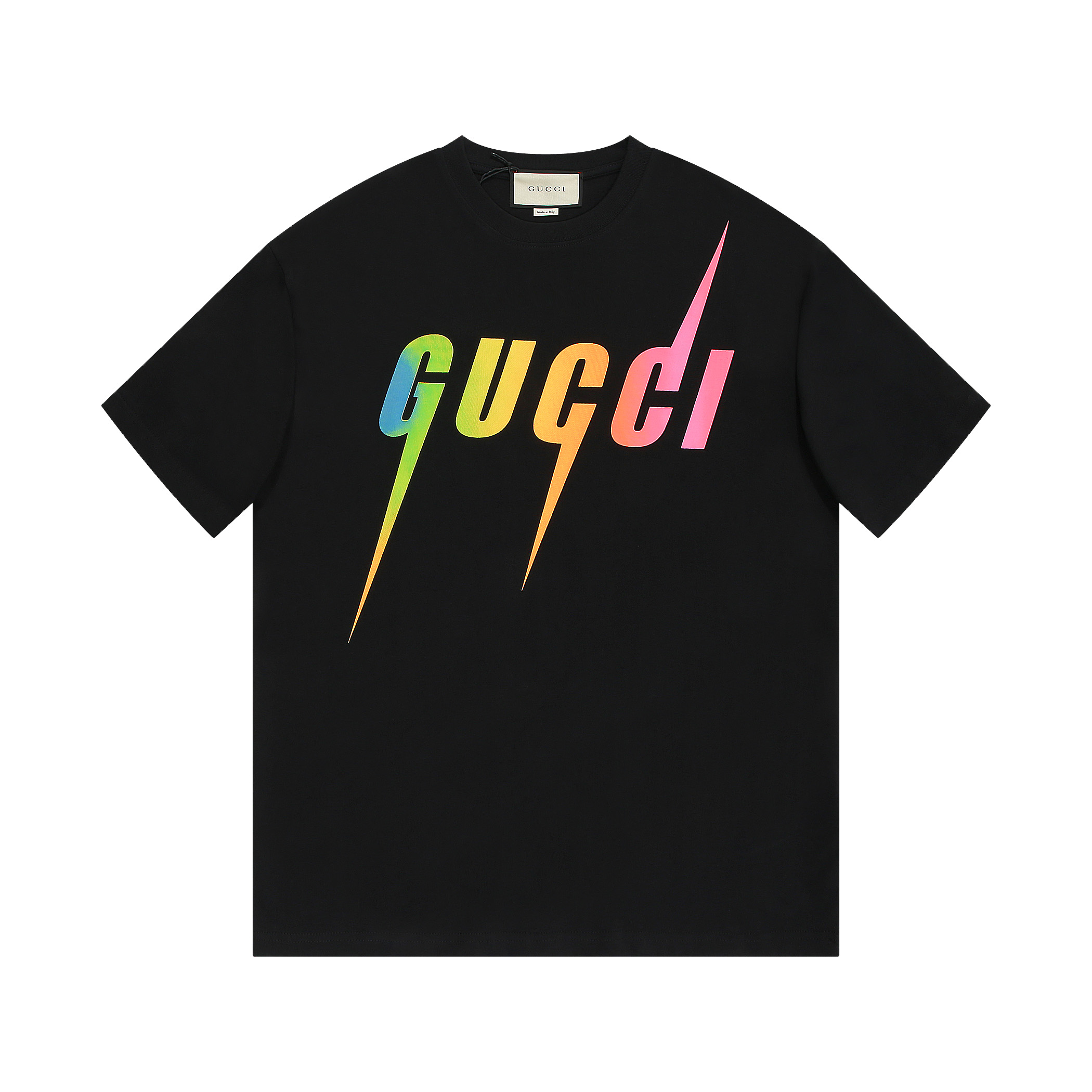 Gucci 古驰 2025 nueva colección logo de letras con rayo de colores unisex camiseta de manga corta · personalizado 280g 10…