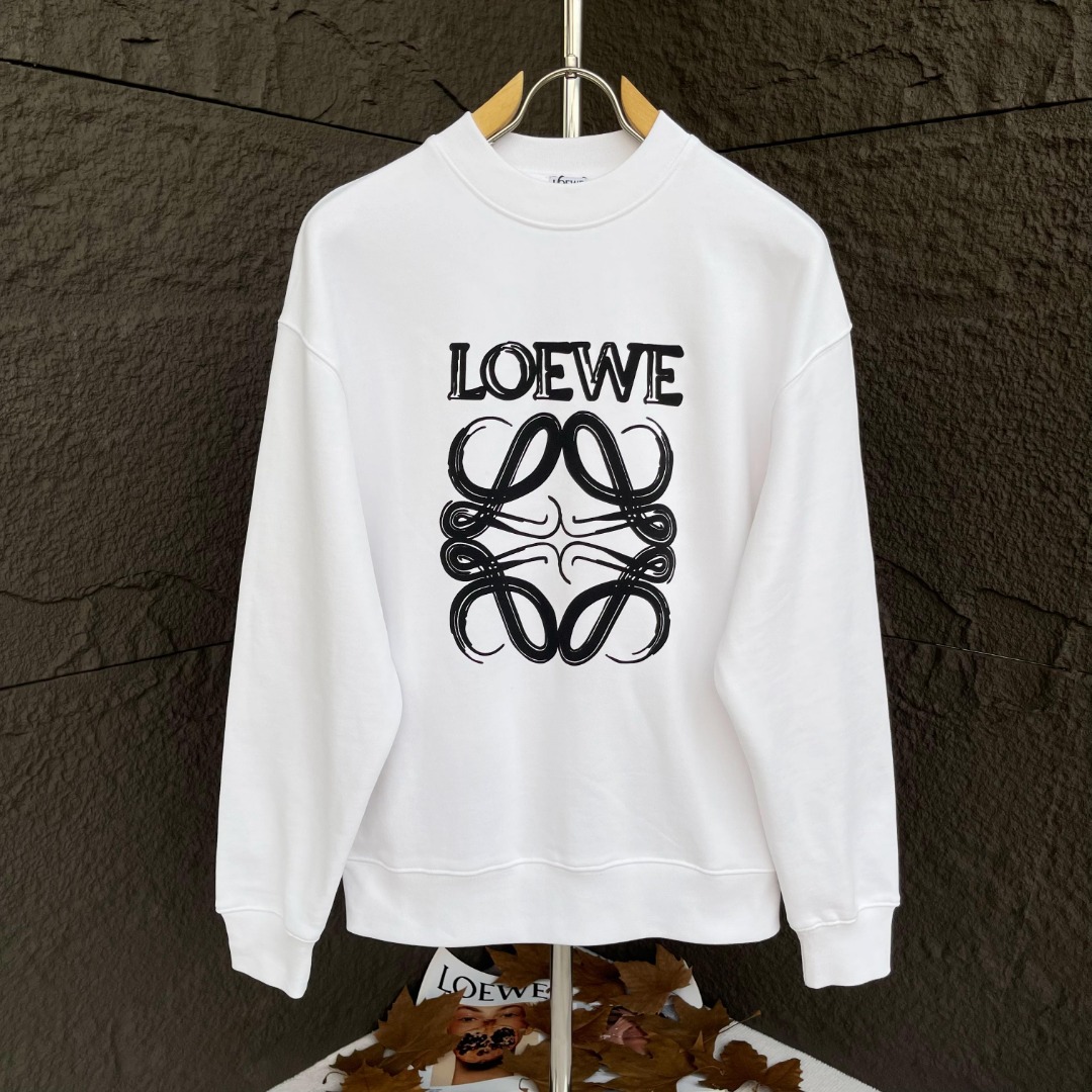 Loewe Clothing Sweatshirts Black White Printing Unisex Cotton Sweatpants