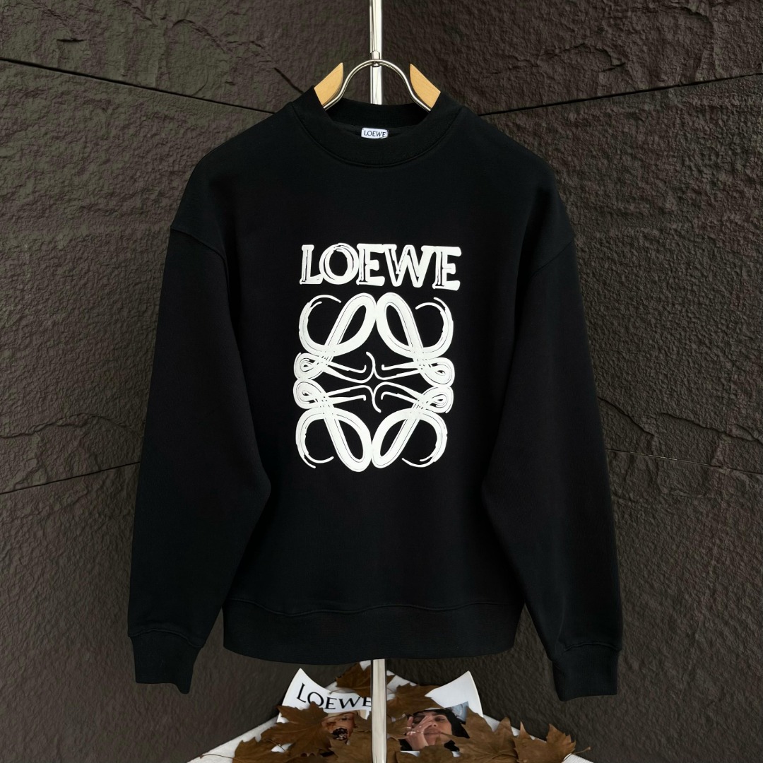 Loewe Clothing Sweatshirts Black White Printing Unisex Cotton Sweatpants