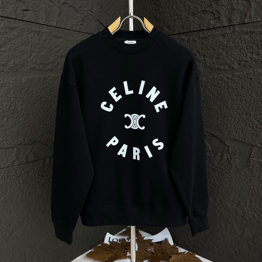 Celine Clothing Sweatshirts Black White Printing Unisex Cotton Sweatpants