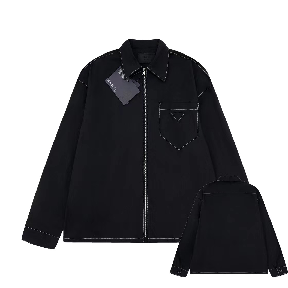 Prada 23SS New Suture Shirts: Cosmopolitan Design with Light-Burning Triangle Line Structure - 图片 1